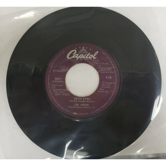 Record 45 RPM Vinyl Dr. Hook Sexy Eyes/ Help Me Mama VINTAGE 1979 - Picture 2 of 4